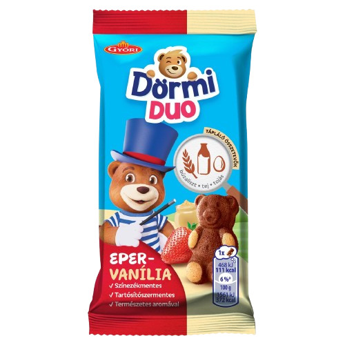 Dörmi Duo Puha Piskóta Epres Töltelékkel és Vaníliaízű Krémmel - 30 g